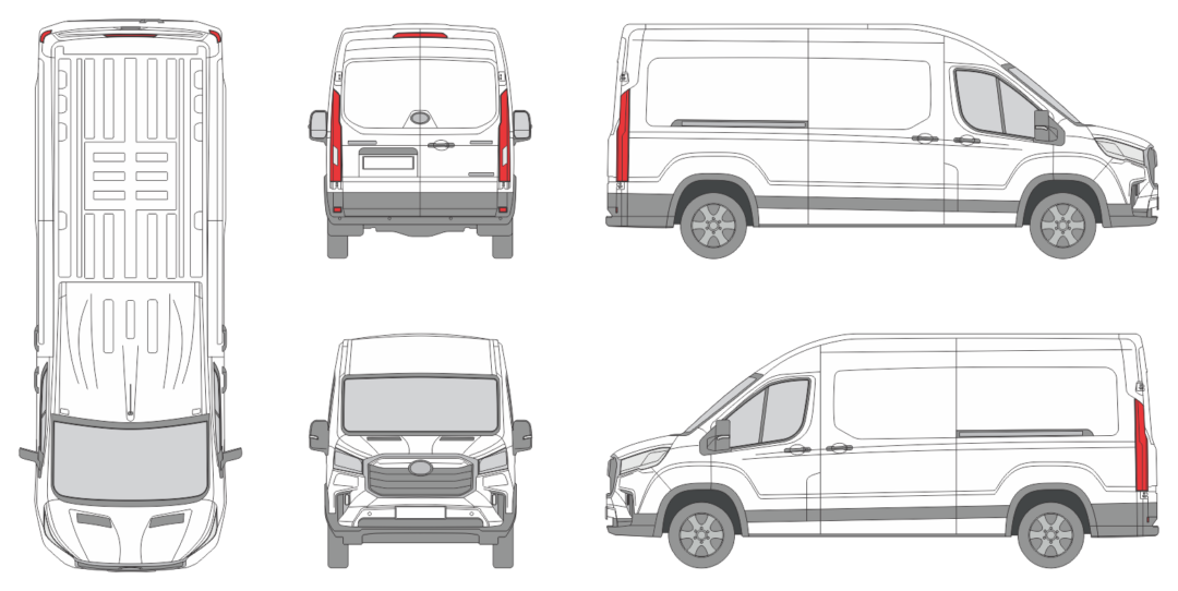 LDV eDeliver 9 2019 Long Slide Door RL Van Template