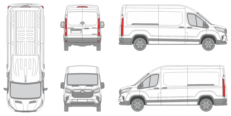 LDV eDeliver 9 2019 Long Slide Door RL Van Template