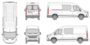 LDV eDeliver 9 2019 Long Window Slide Door R Window R Front Van Template