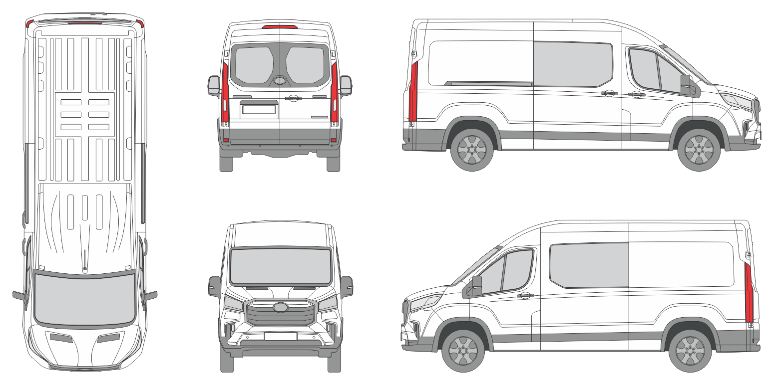 LDV eDeliver 9 2019 Long Window Slide Door R Window R Front Van Template