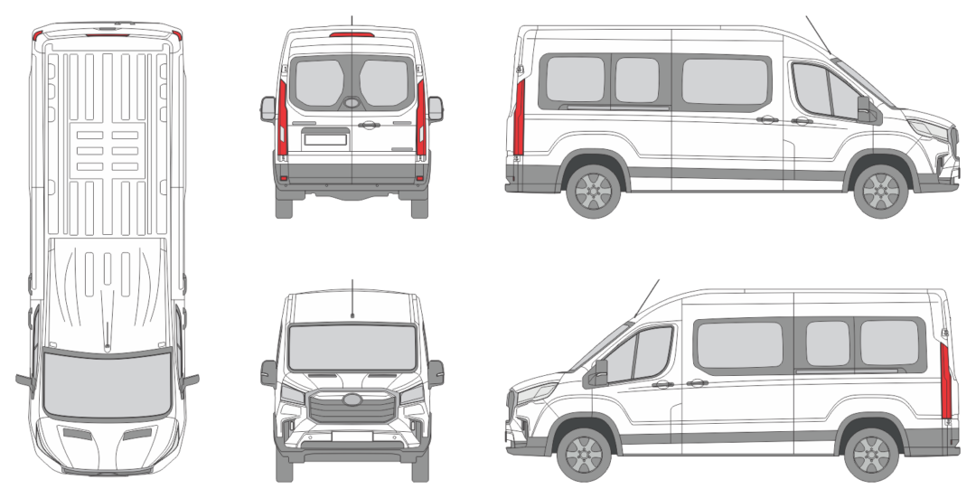 LDV eDeliver 9 2019 Long Window Slide Door RL Window RL Van Template