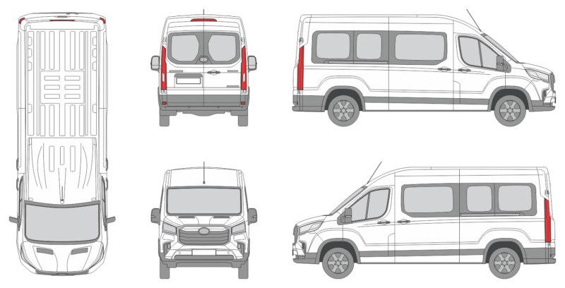 LDV eDeliver 9 2019 Long Window Slide Door RL Window RL Van Template