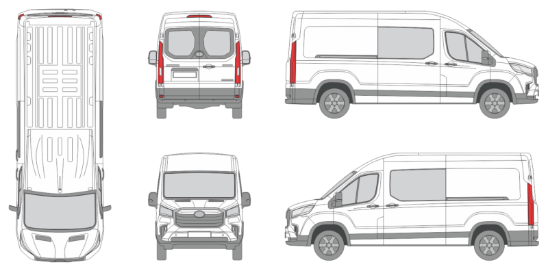 LDV eDeliver 9 2019 Long Window Slide Door RL Window RL Front Van Template