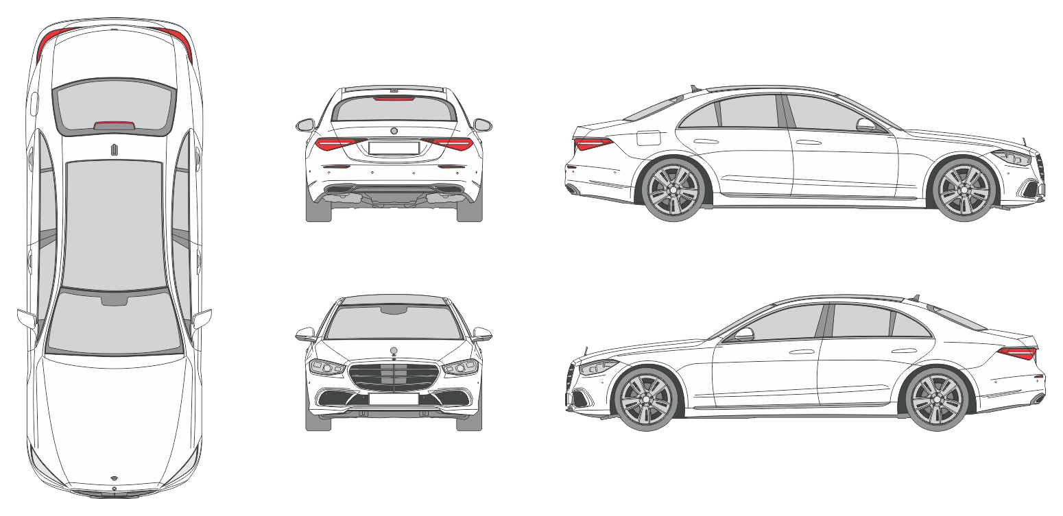 Mercedes Benz S-Class LWB 2021 Car Template