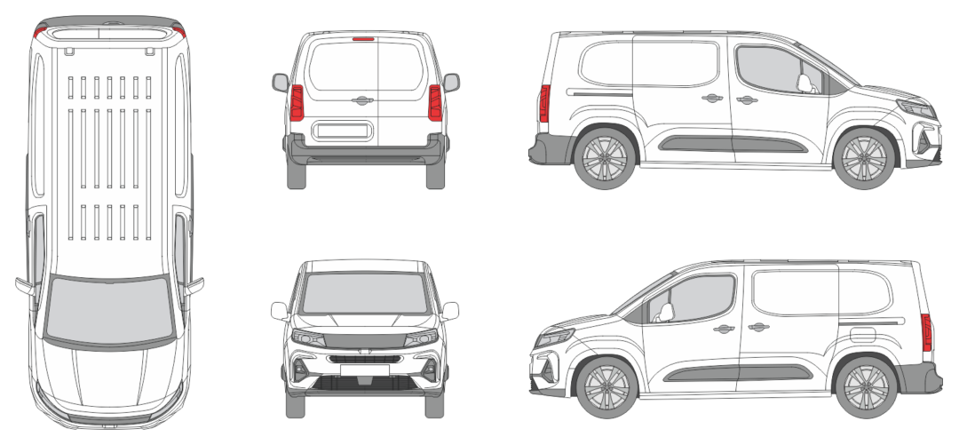 Opel Combo Cargo 2024 Slide Door RL Van Template