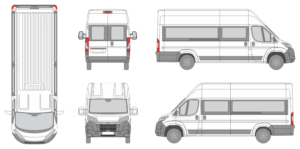 Opel Movano 2024 Long High Roof Window Slide Door RL Window RL Van Template