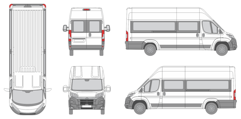 Opel Movano 2024 Long High Roof Window Slide Door RL Window RL Van Template