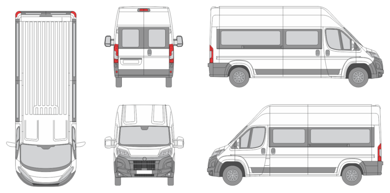 Opel Movano 2024 Med-Long Super High Window Slide Door RL Window RL Van Template