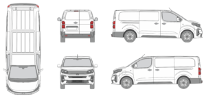 Opel Vivaro 2024 Long Window Slide Door RL Van Template