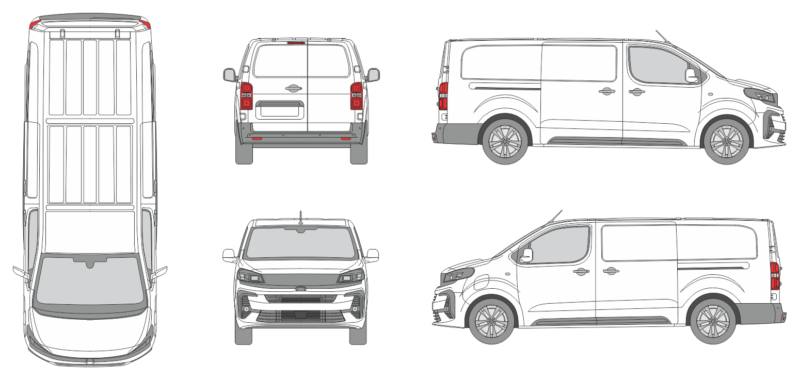 Opel Vivaro 2024 Long Window Slide Door RL Van Template