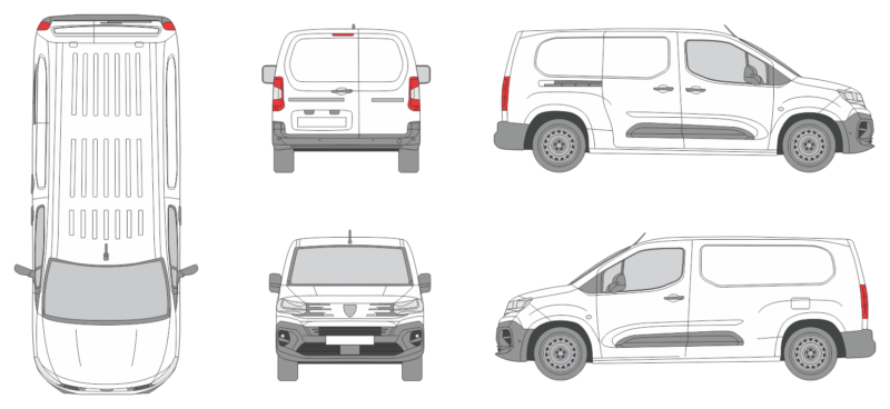 Peugeot Partner 2024 Long Slide Door R Van Template