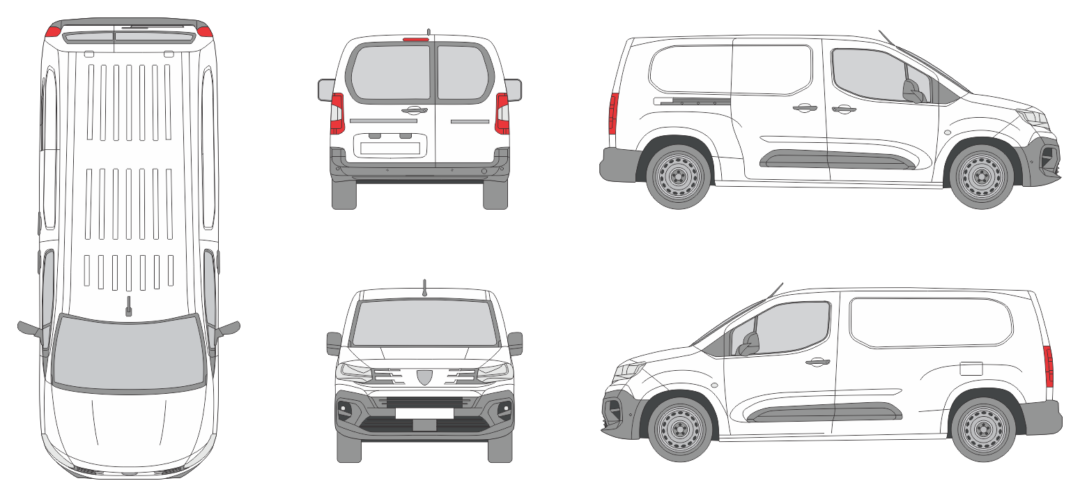 Peugeot Partner 2024 Long Window Slide Door R Van Template