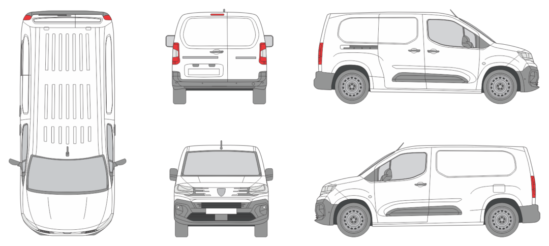 Peugeot Partner 2024 Short Slide Door R Van Template