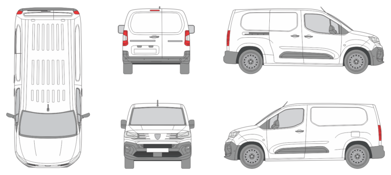 Peugeot Partner 2024 Short Slide Door R Van Template