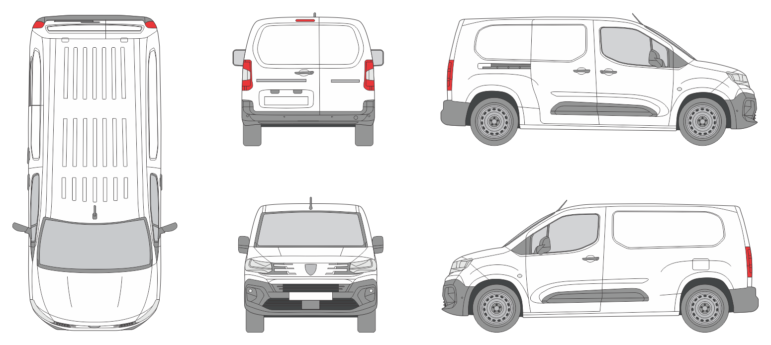 Peugeot Partner 2024 Short Slide Door R Van Template