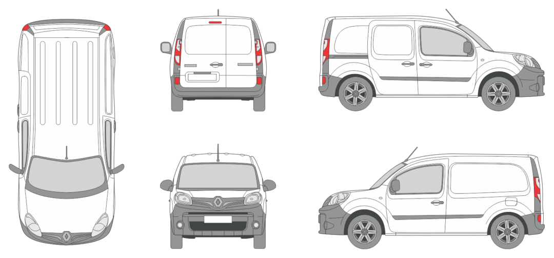 Renault Kangoo 2013 Short Slide Door R Van Template