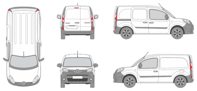 Renault Kangoo 2013 Short Slide Door R Van Template