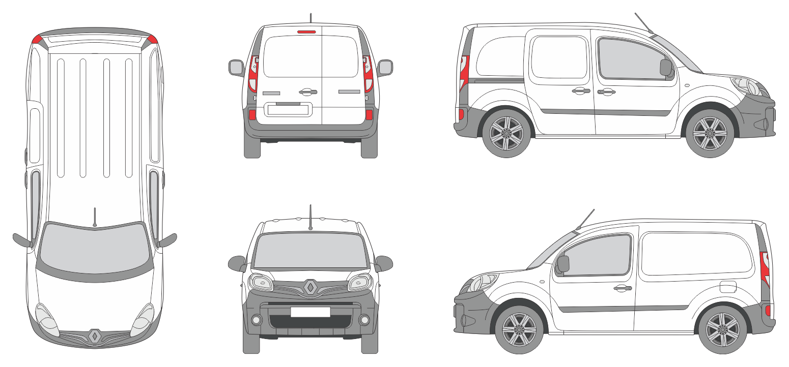 Renault Kangoo 2013 Short Slide Door R Van Template