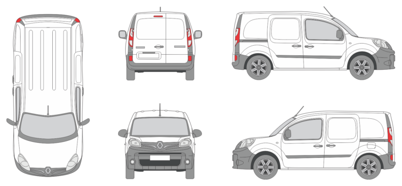 Renault Kangoo 2013 Short Slide Door RL Van Template