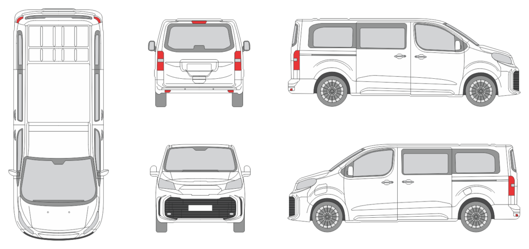 Toyota Proace Verso 2024 Short Slide Door RL Window RL Van Template