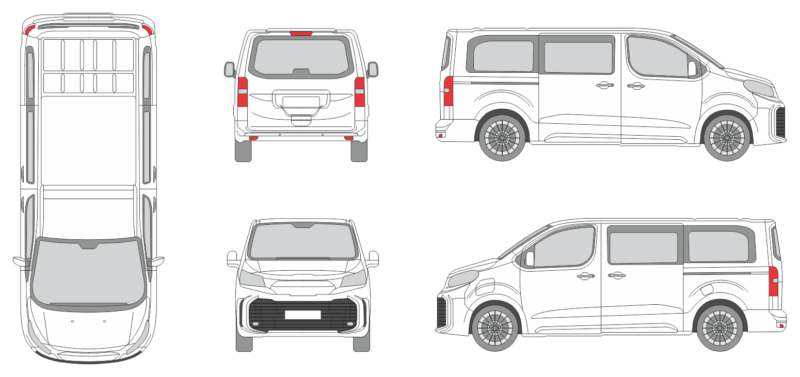 Toyota Proace Verso 2024 Short Slide Door RL Window RL Van Template