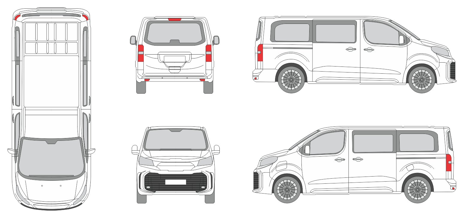 Toyota Proace Verso 2024 Short Slide Door RL Window RL Van Template