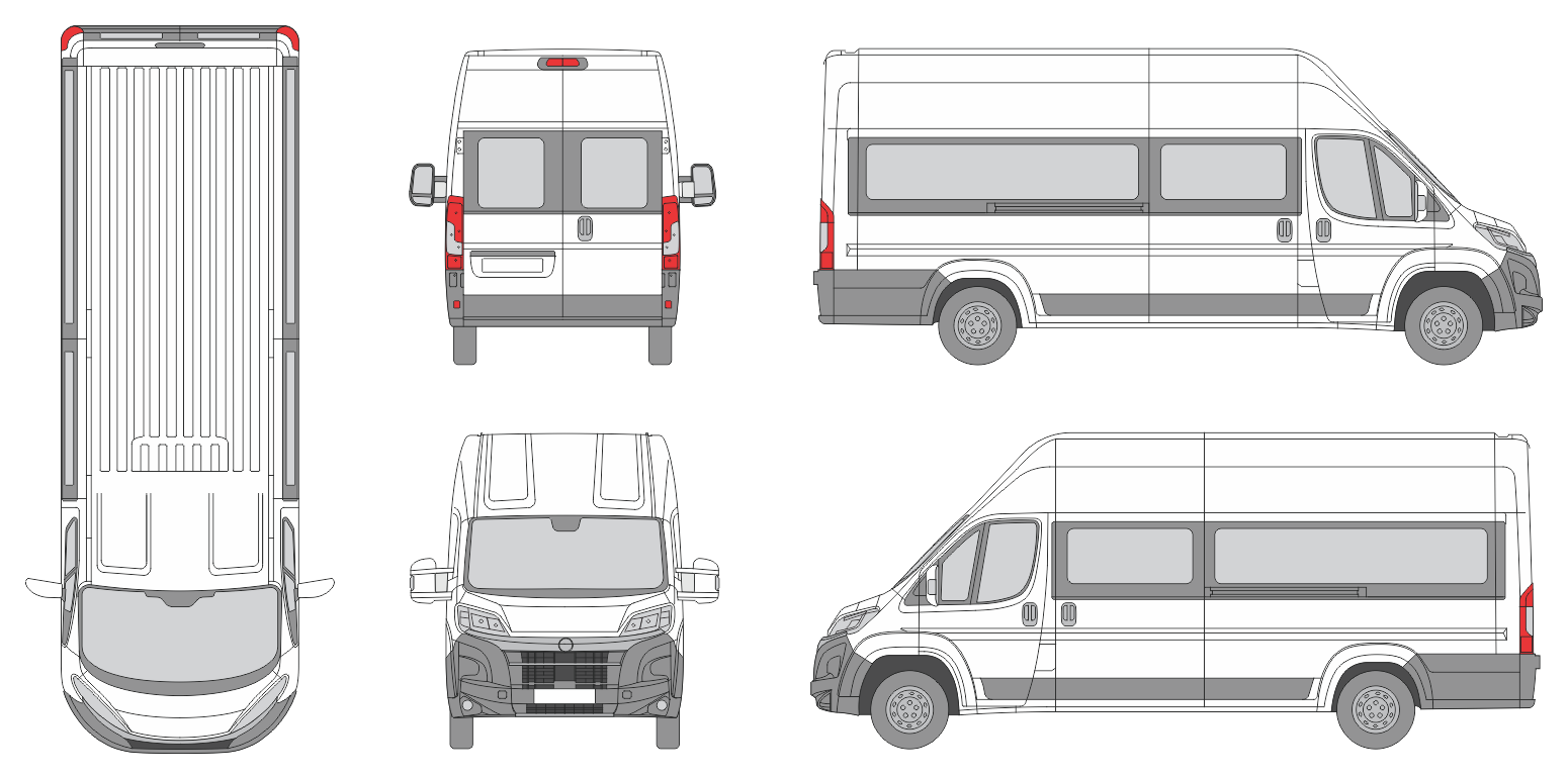 Vauxhall Movano 2024 Extra Long Super High Window Slide Door RL Window RL Van Template