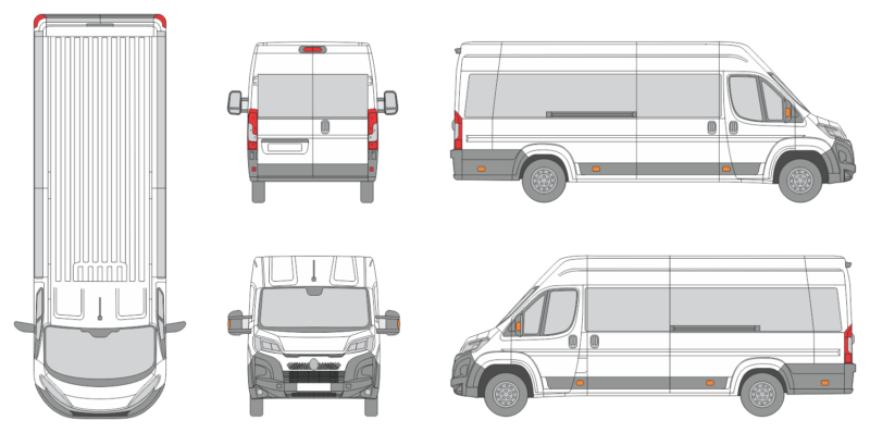 Citroen Relay 2024 Extra Long High Window Slide Door RL Window RL Van Template