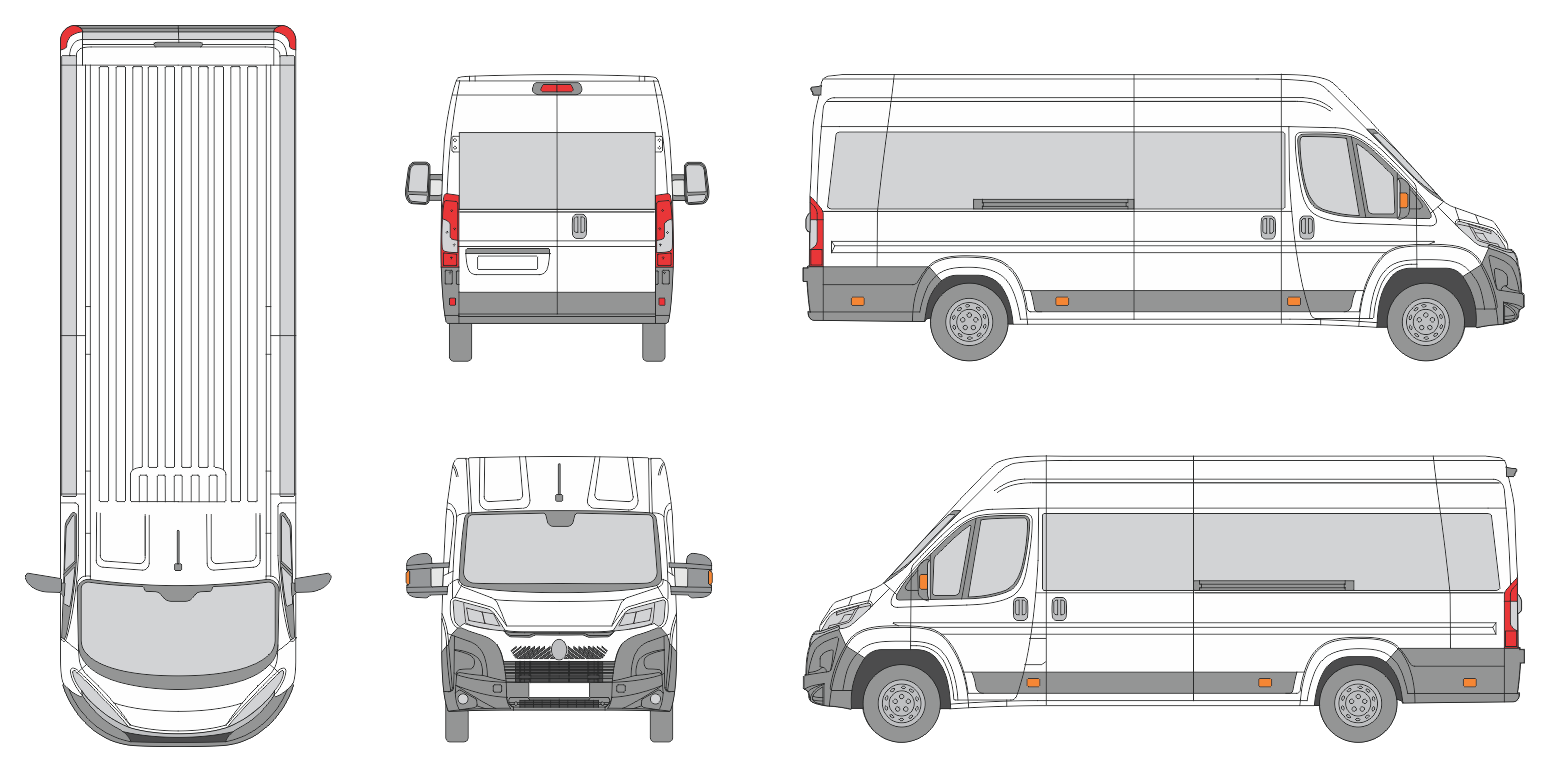 Citroen Relay 2024 Extra Long High Window Slide Door RL Window RL Van Template