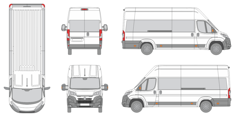 Citroen Relay 2024 Extra Long Super High Window Slide Door RL Window RL Van Template