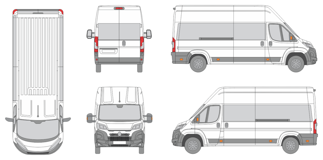 Citroen Relay 2024 Long High Roof Window Slide Door RL Window RL Van Template