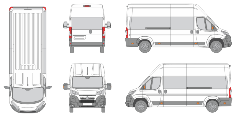 Citroen Relay 2024 Long High Roof Window Slide Door RL Window RL Van Template