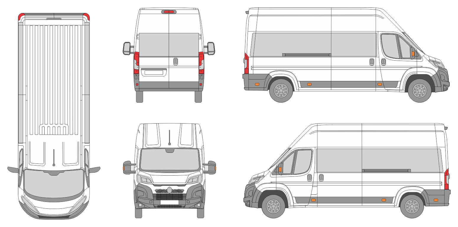 Citroen Relay 2024 Long High Roof Window Slide Door RL Window RL Van Template