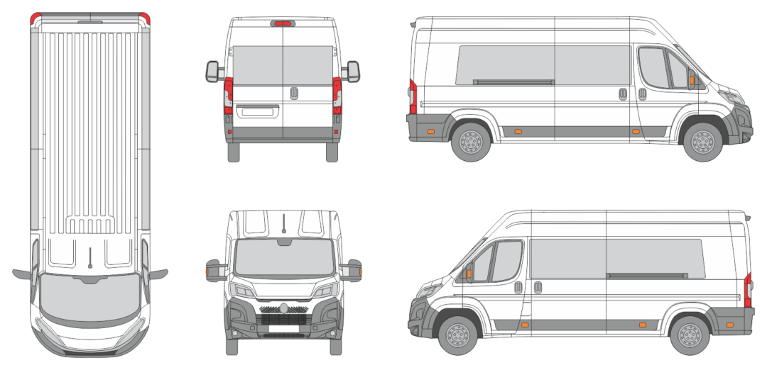 Citroen Relay 2024 Long Med High Window Slide Door RL Window RL Van Template