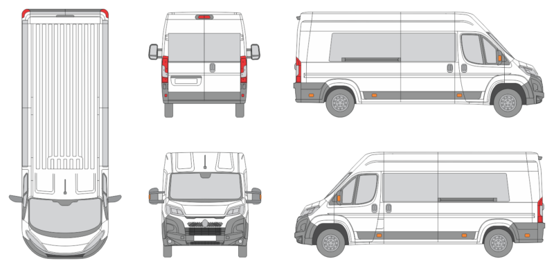 Citroen Relay 2024 Long Med High Window Slide Door RL Window RL Van Template