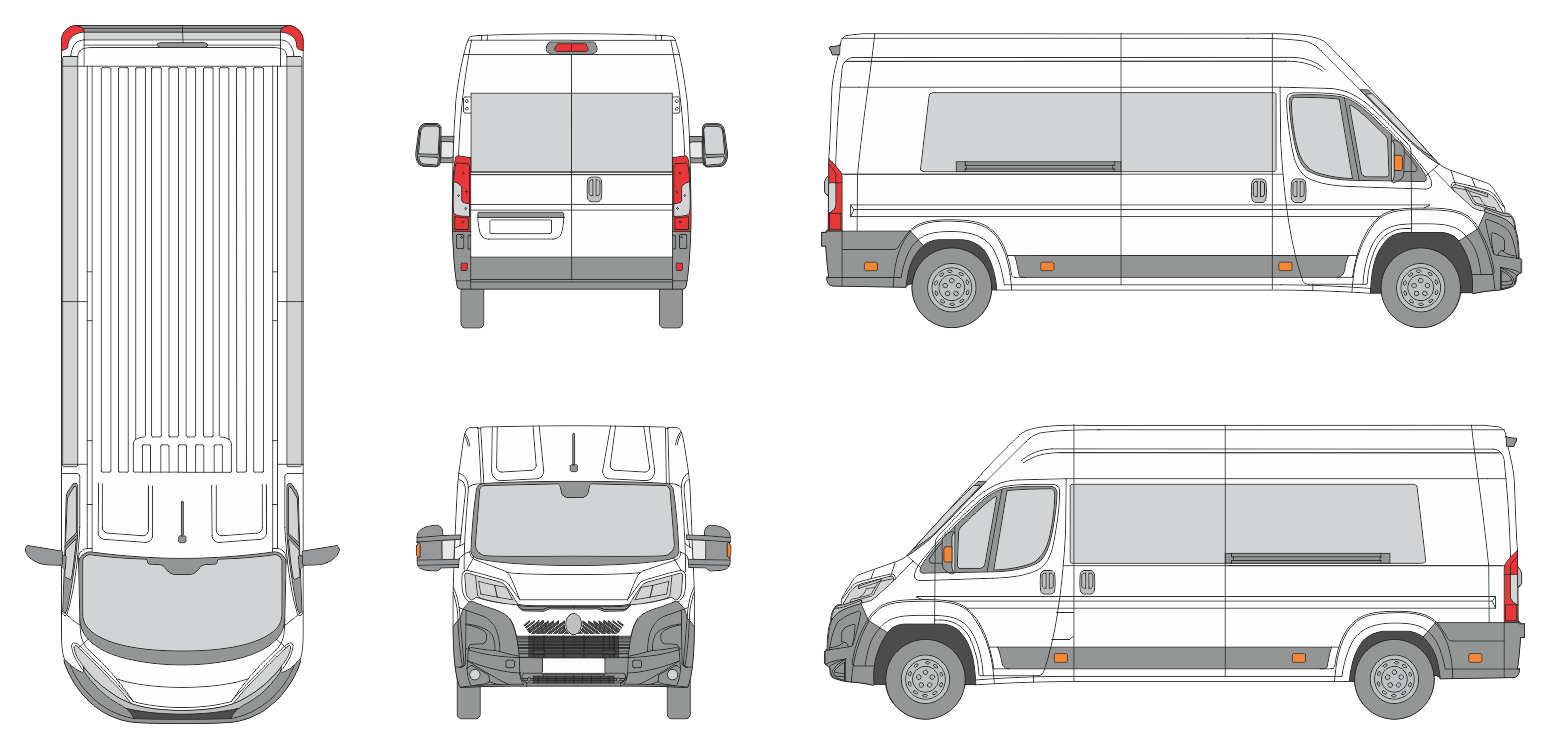 Citroen Relay 2024 Long Med High Window Slide Door RL Window RL Van Template