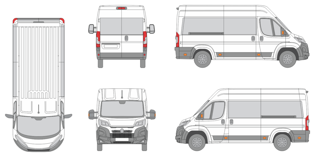 Citroen Relay 2024 Short Med High Window Slide Door RL Window RL Van Template