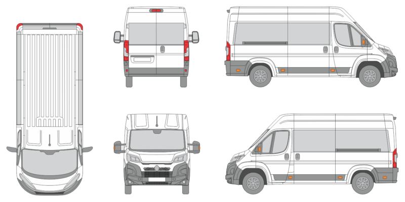 Citroen Relay 2024 Short Med High Window Slide Door RL Window RL Van Template