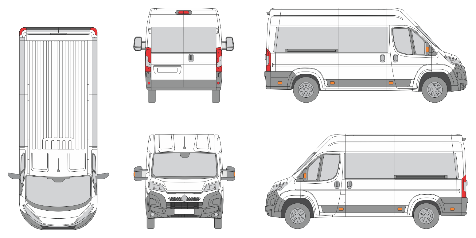 Citroen Relay 2024 Short Med High Window Slide Door RL Window RL Van Template