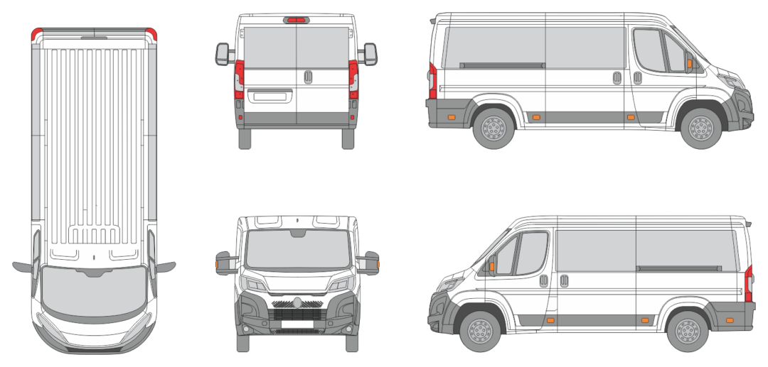 Citroen Relay 2024 Short Window Slide Door RL Window RL Van Template