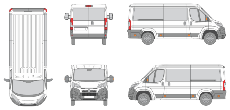 Citroen Relay 2024 Short Window Slide Door RL Window RL Van Template