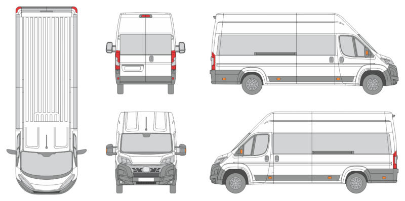 Fiat Ducato 2024 Extra Long High Window Slide Door RL Window RL Van Template