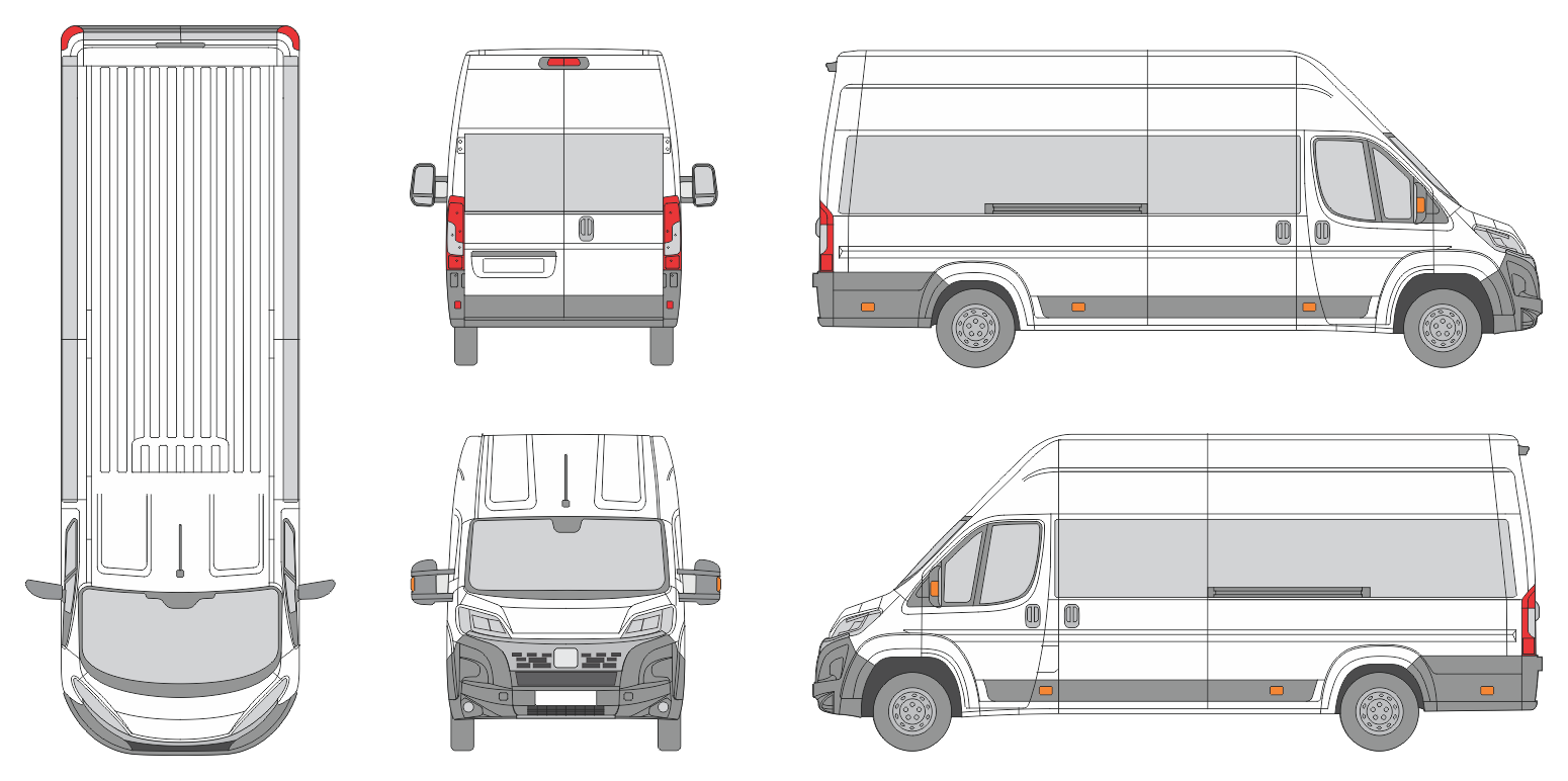 Fiat Ducato 2024 Extra Long High Window Slide Door RL Window RL Van Template