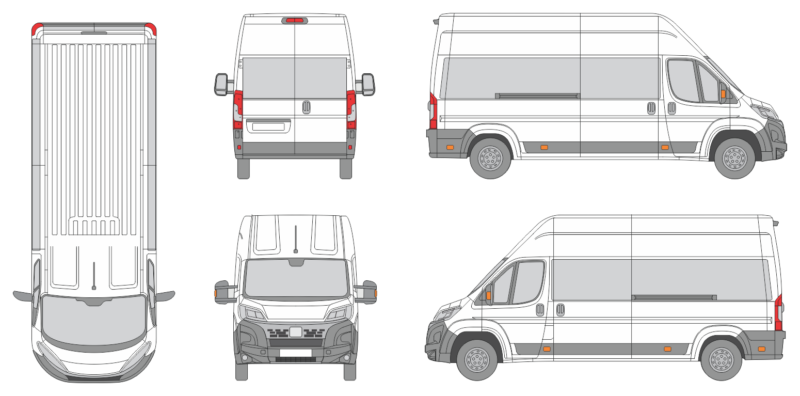 Fiat Ducato 2024 Long High Window Slide Door RL Window RL Van Template