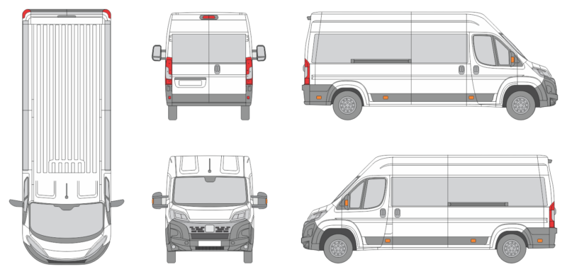 Fiat Ducato 2024 Long Med High Window Slide Door RL Window RL Van Template