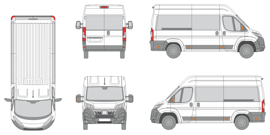 Fiat Ducato 2024 Short Med High Window Slide Door RL Window RL Van Template