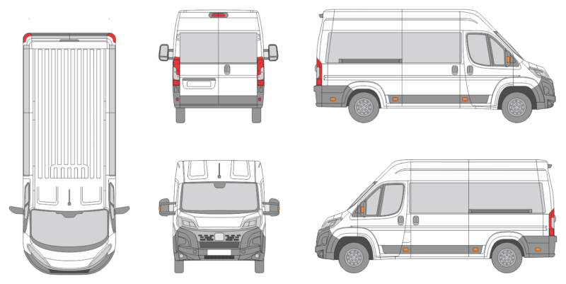 Fiat Ducato 2024 Short Med High Window Slide Door RL Window RL Van Template