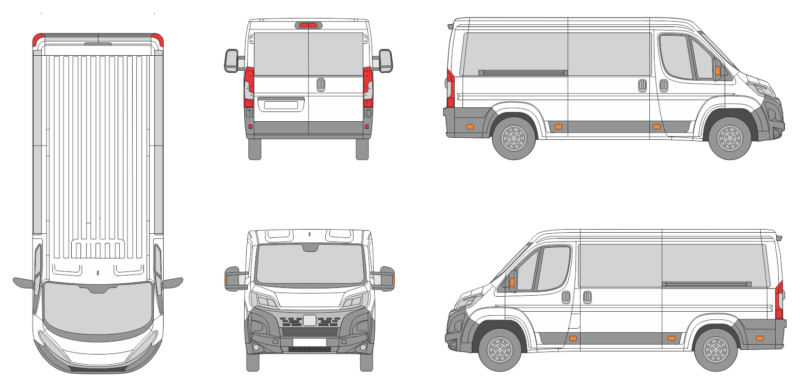 Fiat Ducato 2024 Short Window Slide Door RL Window RL Van Template