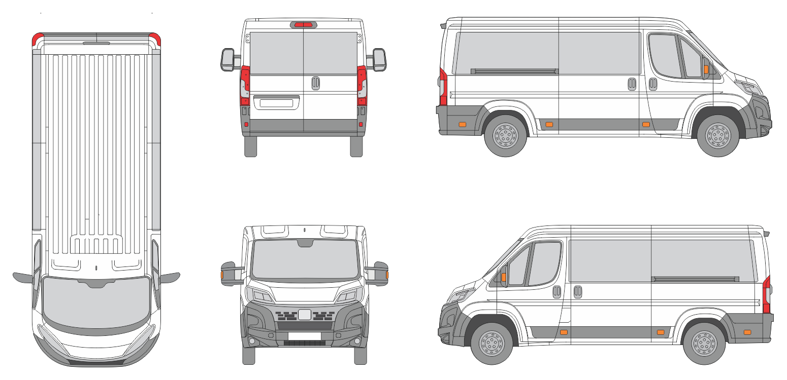 Fiat Ducato 2024 Short Window Slide Door RL Window RL Van Template