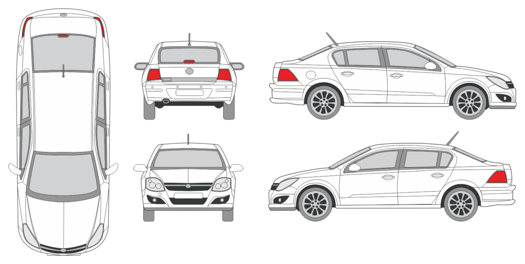 Opel Astra 2007 Car Template